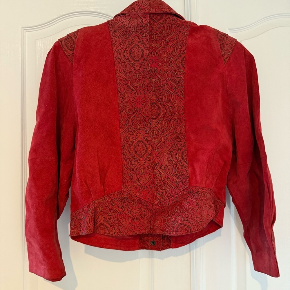 Vintage red suede Georgio Ferrini 1980s women’s jacket size large - Picture 2 of 11